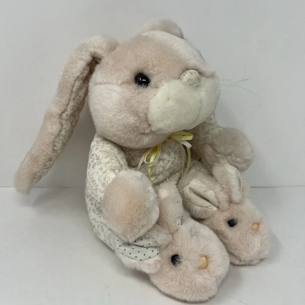 Commonwealth Quilted Bunny Plush rabbit Slippers floppy ears 8
